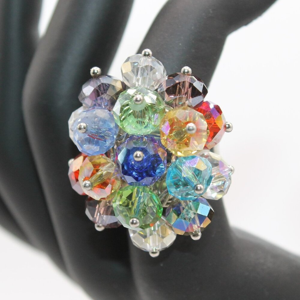 Multi Color Glass Bead Ring